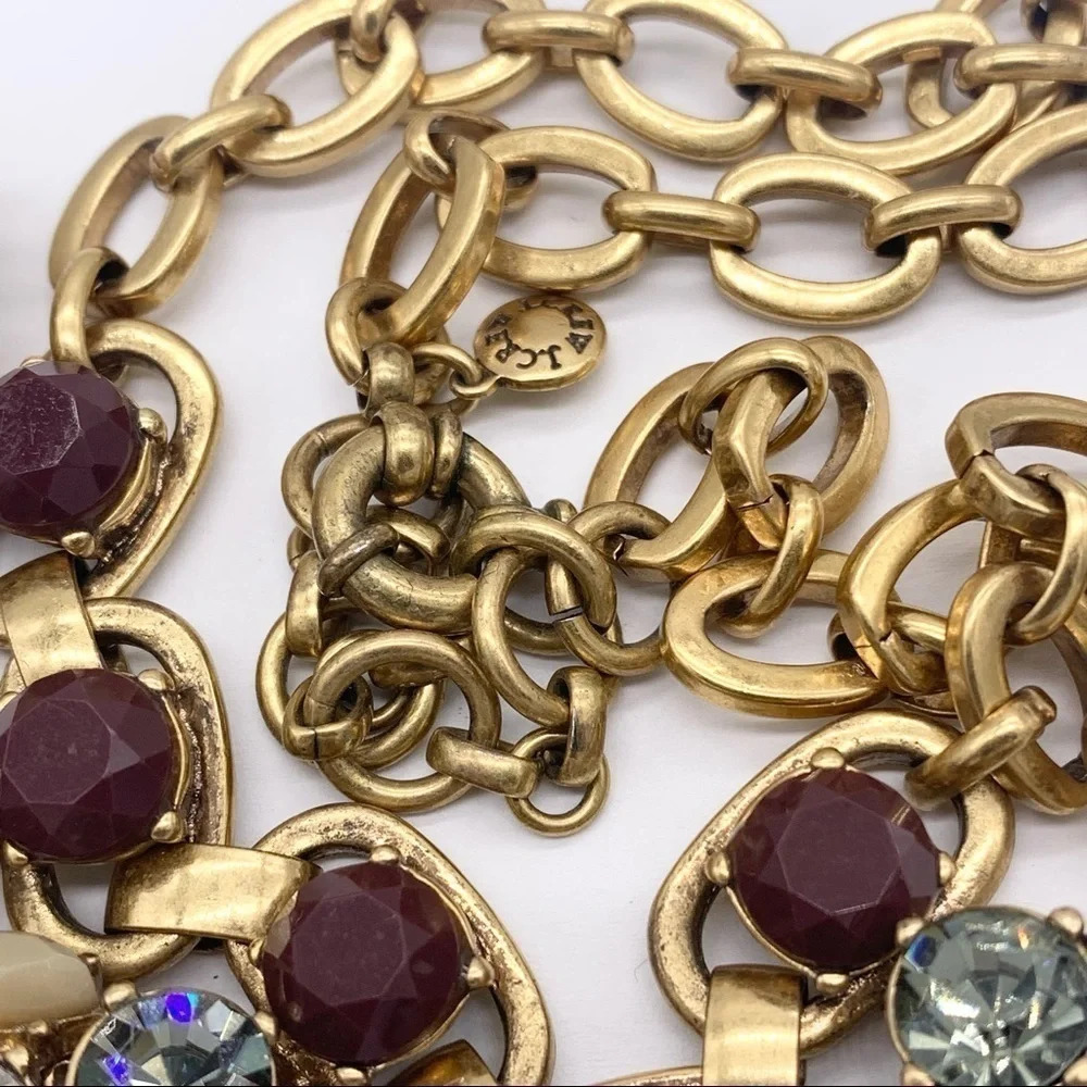 J. Crew Black Burgundy Beige Crystal Necklace - Picture 3 of 3